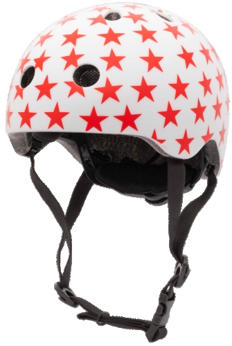 Велосипедный шлем детский Coconut (белый с красными звездочками, 44-51 см)