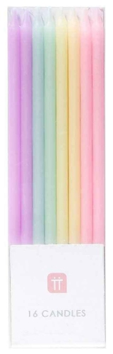 Talking Tables Pastel candles We Heart, 16 pcs, England
