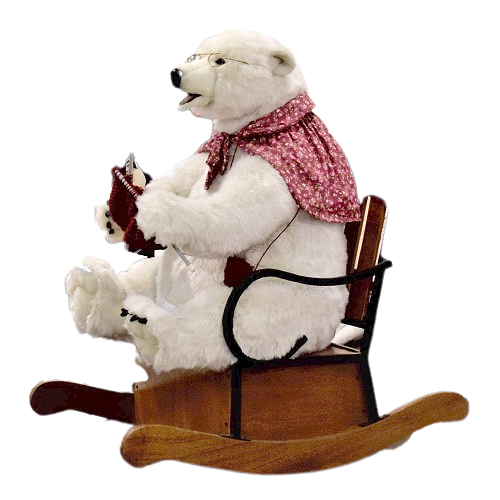 Animated Plush Toy HANSA Polar bear mom on a rocking chair (0825)