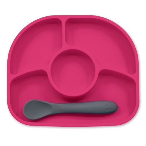 Yümi Suction Cup Plate, BBluv, with Spoon, Pink, Art. B0153-P / Baby Plates Kids Republic Yümi Suction Cup Plate, BBluv, with Spoon, Pink, Art. B0153-P / Baby Plates