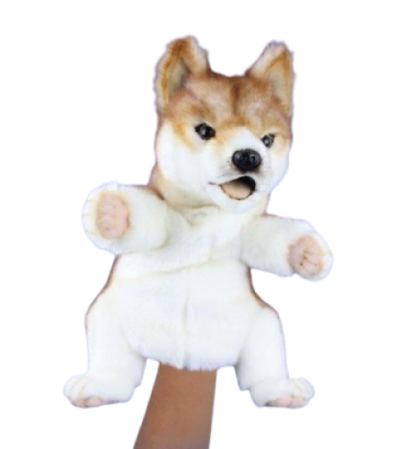 Мяка іграшка на руку собака Дінго з відкритим ротом Puppet 33см, Hansa (86585) / Мякі іграшки