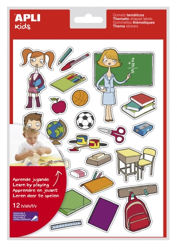 Наклейки тематичні навчальні Школа, Apli Kids, 12 аркушів, арт. 11448