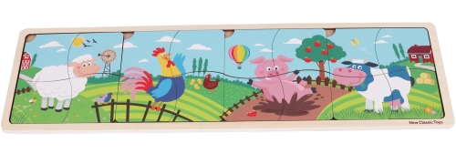 Farm 4in1 puzzle, New Classic Toys, wooden, art. 10450