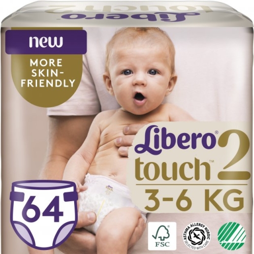 Подгузники детские Touch 2, Libero, 3-6 кг, 64 шт., арт. 7322541070742