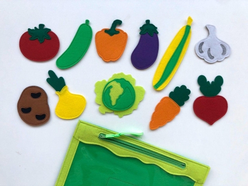 Marmetil™ | Набір фігурок з фетру для фетрової книги, що розвиває Овочі