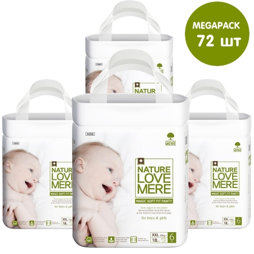 Baby Panty Diapers Magic Soft Fit, MEGAPACK, Nature Love Mere, Size XXL [13+ kg] 72pcs