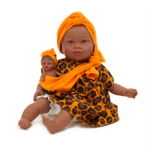 Лялька Maria з малюком у помаранчевому одязі, Nines d`Onil, сміється, у коробці, арт. 6333