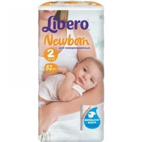 Підгузки дитячі Libero Newborn 2 3-6 кг 52 шт (7322540594539)