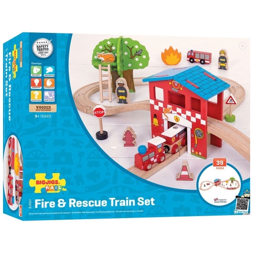Bigjigs Toys Train Fire Station Playset
