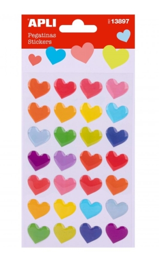 Наклейки Разноцветные сердца, Apli Kids, фетровые, арт. 13897