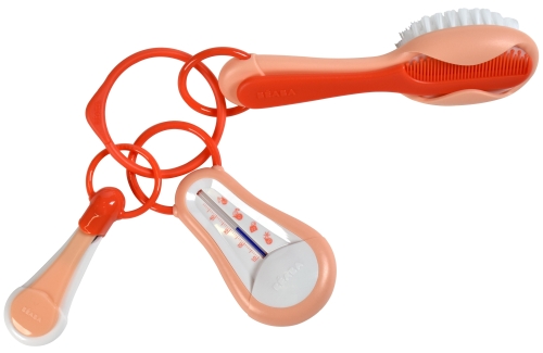 Beaba® | Care kit: thermometer, nail clippers, comb and brush, coral, France [920323]
