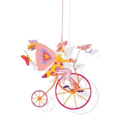 Winged Pink Fairy Loiseau Bateau™ Triplet, Nursery Hanging Decoration