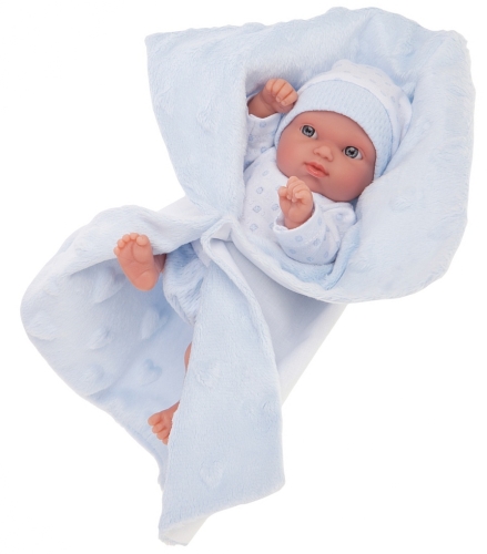 Antonio Juan | Baby doll Roberto, 21 cm on a blue blanket, Spain