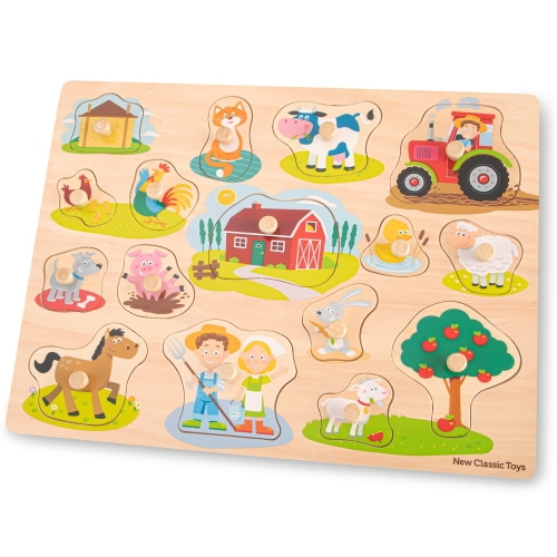 Farm puzzle, New Classic Toys, wooden, 16 parts, art. 10440