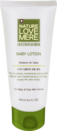 Baby body lotion with jojoba, aloe, shea, coconut and almond oil NATURE LOVE MERE 160 ml, Korea
