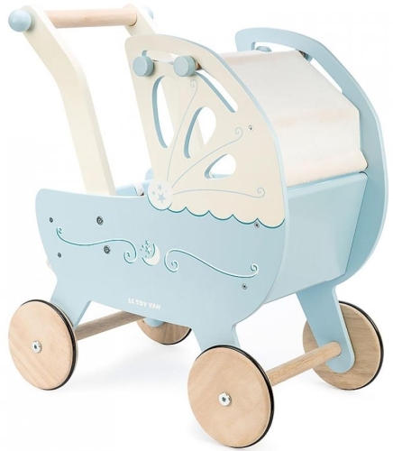 Wooden stroller for dolls, blue, Le Toy Van™ England