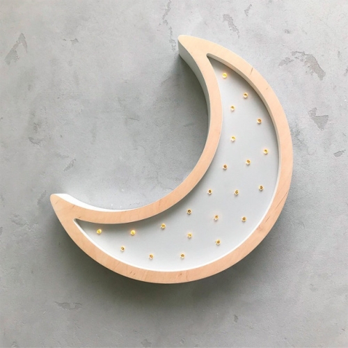 Нічник для дитячої SABO Concept Місяць (світло-сірий, дерево)