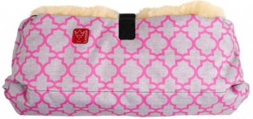 Warm double muff made of natural sheepskin for hands on the stroller - BIG DOUBLE 45x22 cm, pink, Kaiser™