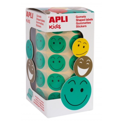 Apli Kids™ | Лента с зелеными наклейками: Улыбки, 20 мм, Испания (14373)