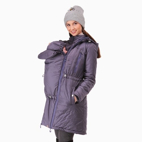 Зимняя куртка 3 в 1 для беременных и слингоношения - Грей Love&Carry LCM2202