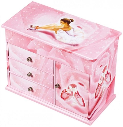 Music box chest of drawers, Ballerina, pink, Ballerina figurine, Trousselier [S237000] France