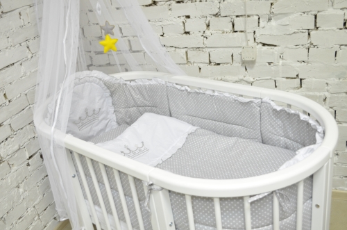 Ovalbed® Crib set Crown gray 8-piece