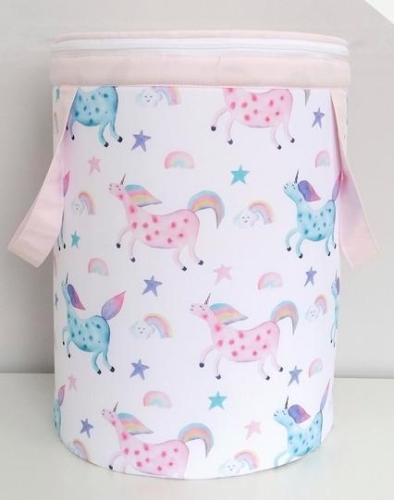 Basket for toys with panels Unicorns Large with lid and handles, Happy Spaces [7147] Ukraine