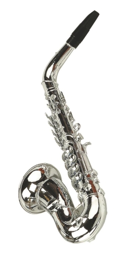 Bass&Bass® Детский игрушечный саксофон, серебряно-металлического цвета, 27 см с ключами (B06575)