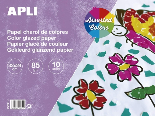 Apli Kids™ | Набор цветной глазированной бумаги 32 х 24 см, 10 листов, Испания (16651)