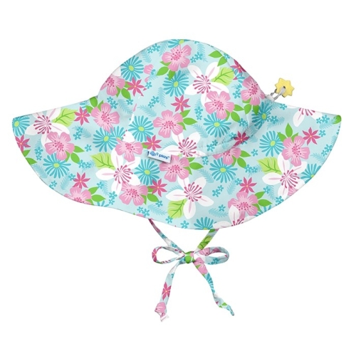 Baby sun hat-Light Aqua Paradise Flower [0-6m], i Play™ USA