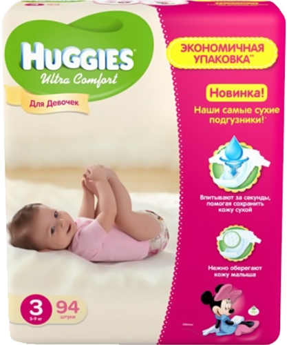 Підгузки Huggies Ultra Comfort 3 Giga для дівчаток 94 шт (5029053543666)