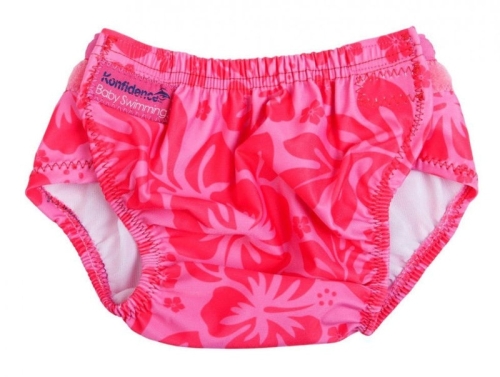 Swim Briefs / One Size Aquanappy - Highly Konfidence Hibiscus Pink Flower 3-30m (OSSN04)