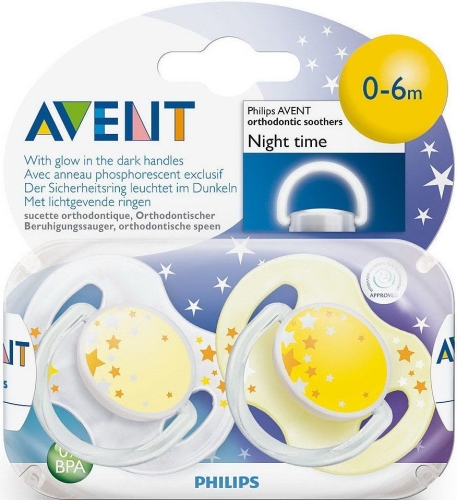 Soother classic Philips Avent Night 0-6 months 2 pcs (SCF176/18)