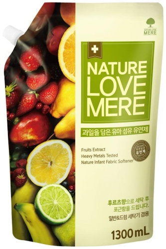 Conditioner-rinser with fruit extract for washing Kid clothes Fruit Baby Nature Love Mere 1.3 l, Korea