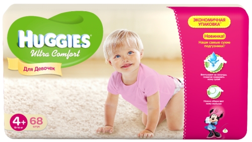 Diapers for girls Huggies Ultra Comfort 4+ Giga 68 pcs (5029053543765)