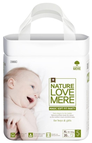 Baby Panty Diapers Magic Soft Fit, Nature Love Mere, Size XL [10-14 kg] 20pcs
