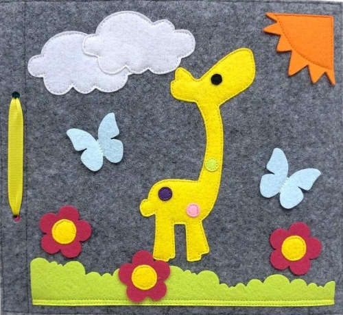 Marmetil™ | Felt educational book Giraffe (large) 21x23 cm / Felt Books