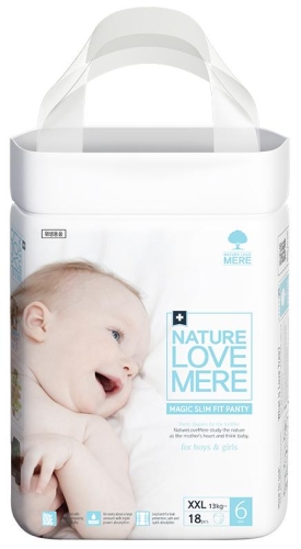 Baby Panty Diapers Magic Slim Fit, Nature Love Mere, Size XXL [13+ kg] 18pcs