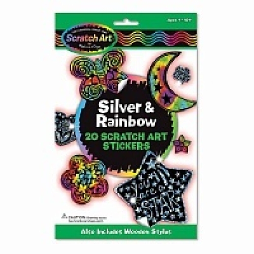 Набор наклеек-царапок Melissa&Doug™ США, Silver & Rainbow Scratch Art Stickers MD5824