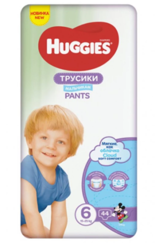 Подгузники-трусики для мальчиков Pant 6 Low Mega, Huggies, 15-25 кг, 44 шт.