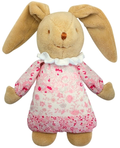 Trousselier™ | Musical Fluffy Bunny, pink flowers design, 25 cm (VM79199) France