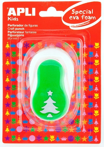 Apli Kids™ | Дырокол фигурный для бумаги в форме рождественской елки, зеленый, Испания (13303)