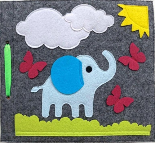 Marmetil™ | Felt educational book Elephant (large) 21x23 cm