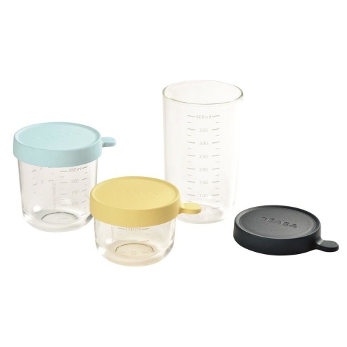Set of 3 Beaba glass containers (150 ml + 250 ml + 400 ml)