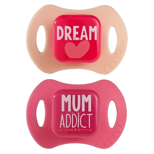 Beaba® | Набор из 2 пустышек из ортодонтической соской 0+ розовый, Франция [911581] / Пустышки