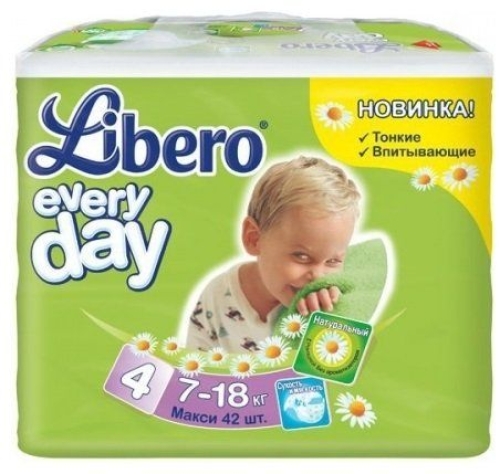 Baby diapers Libero Everyday 4 7-18 kg 42 pcs (7322540613650)