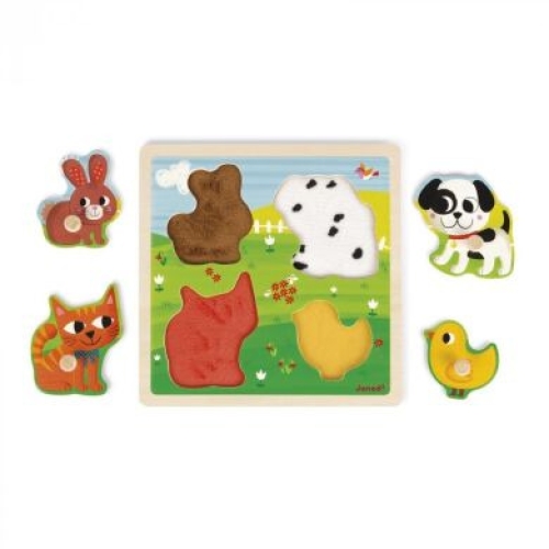 Puzzle insert tactile Janod My first animals J07080