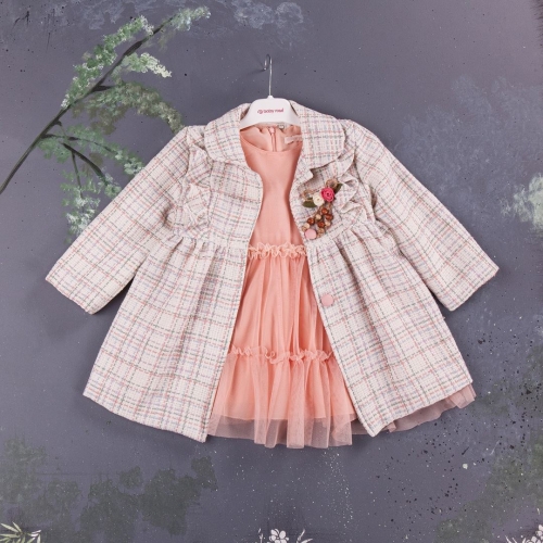 Дитяче пальто із сукнею Baby Rose на 1-4 роки, комплект двійка (3870)