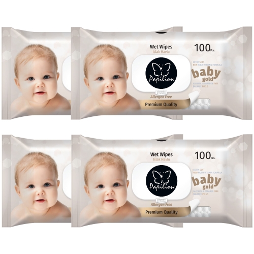 Wet wipes for children PAPILION Baby Sensitive 4X100 pcs (with lid) Turkey