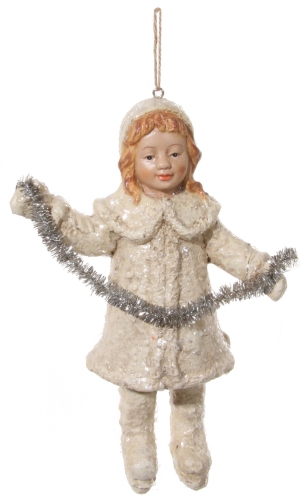 Новогодний декор Девочка с гирляндой из мишуры, Shishi, 17 см, арт. 46487